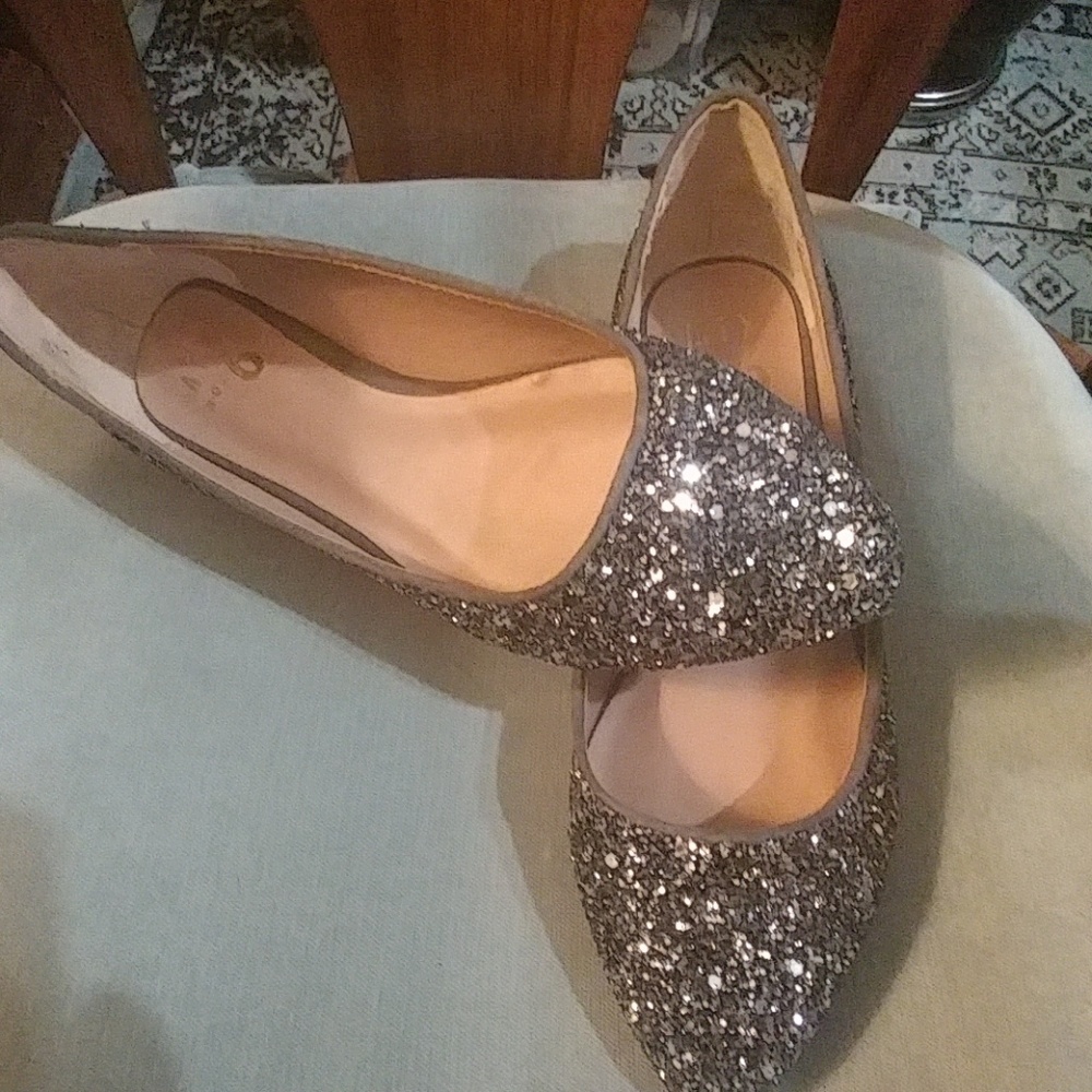 Gorgeous Glittery silver flats Nwot